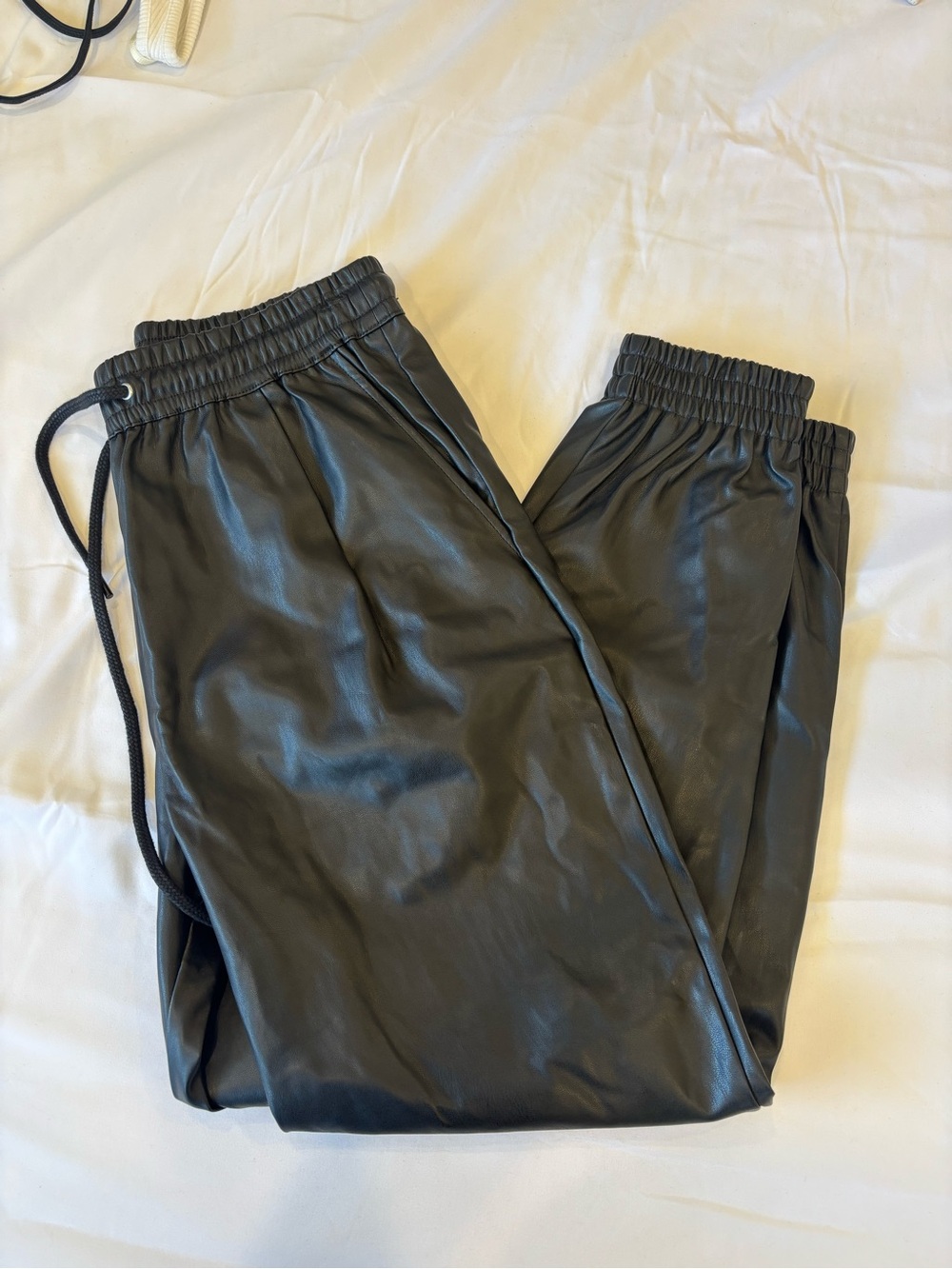 Zara Black Faux Leather Jogger Pants